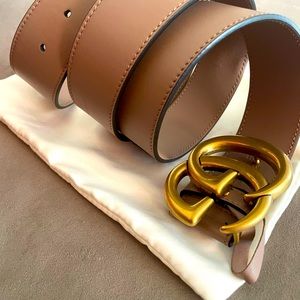 LIKE NEW! Gucci GG Marmont Belt Dusty Pink 95.38, COMES WITH DUST BAG